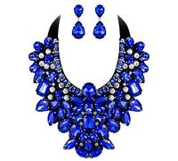 GMJGCIRVC Bijoux fantaisie pour femmes, ensemble de boucles d'oreilles et collier épais en cristal strass