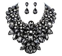 GMJGCIRVC Bijoux fantaisie pour femmes, ensemble de boucles d'oreilles et collier épais en cristal strass