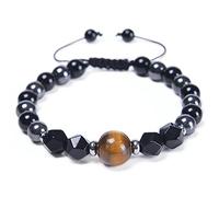 GMJGCIRVC Bracelet en perlé pour hommes, 6 mm 8 mm 10 mm 12 mm 14 mm bracelet extensible en pierre de pierre de tigre rouge 14 mm pour les femmes 19cm