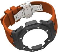 GMJGCIRVC Carbon Fiber Watch Case Rubber Strap Watch Mod，For GA2100/GA2110, Stainless Steel Buckle Metal Bezel Watch Band Replacement Accessories for Men