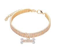GMJGCIRVC Collier de chien - 3 rangées Enclais en os en strass, 3 rangées strass, élégant chat de mariage et chiens petits bijoux pour animaux de compagnie, accessoire de fête