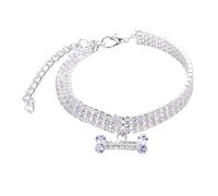 GMJGCIRVC Collier de chien - 3 rangées Enclais en os en strass, 3 rangées strass, élégant chat de mariage et chiens petits bijoux pour animaux de compagnie, accessoire de fête