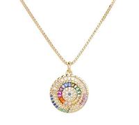 GMJGCIRVC Collier de luxe avec pendentif rond coupe princesse zircon cubique mauvais yeux collier et bijoux féminins en herbe, A, Standard, Standard