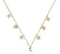 GMJGCIRVC Collier ras du cou en forme d'étoiles et de lune pour femmes, bijoux fantaisie en perles et diamants, fabriqué en chine