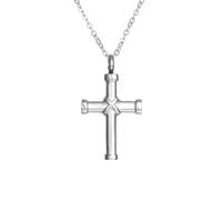 GMJGCIRVC Collier Urn Cross Silver Silver pour les femmes et les hommes, Colliers Urn Cremation à double croix qui maintiennent des cendres d'êtres chers, un collier transversal pour les cendres, des