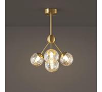 GMJGCIRVC Copper Chandelier Lights E27 LED DIMMable Plafond Light Ayémorrage Verre Boule suspendue Chandeliers Indoor salon chambre à manger Chandeliers réglables