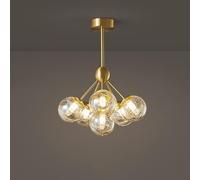 GMJGCIRVC Copper Chandelier Lights E27 LED DIMMable Plafond Light Ayémorrage Verre Boule suspendue Chandeliers Indoor salon chambre à manger Chandeliers réglables