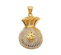 GMJGCIRVC Couleur Iced Out Micro Pave Set Glitter Cash Money Sac Pendre Pendre en acier inoxydable Hip Hop