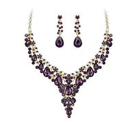 GMJGCIRVC Ensemble de bijoux en cristal autrichien pour demoiselle d'honneur, ensemble de boucles d'oreilles pendantes avec collier en forme de goutte d'eau et de fleur