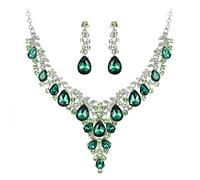 GMJGCIRVC Ensemble de bijoux en cristal autrichien pour demoiselle d'honneur, ensemble de boucles d'oreilles pendantes avec collier en forme de goutte d'eau et de fleur