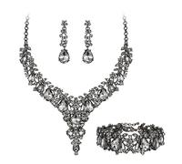 GMJGCIRVC Ensemble de bijoux en cristal autrichien pour demoiselle d'honneur, ensemble de boucles d'oreilles pendantes avec collier en forme de goutte d'eau et de fleur