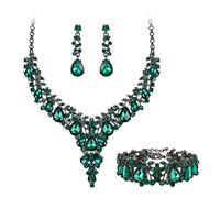 GMJGCIRVC Ensemble de bijoux en cristal autrichien pour demoiselle d'honneur, ensemble de boucles d'oreilles pendantes avec collier en forme de goutte d'eau et de fleur