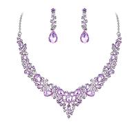 GMJGCIRVC Ensemble de bijoux pour femme avec collier et boucles d'oreilles pendantes en forme de larme en cristal pour mariage
