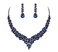 GMJGCIRVC Ensemble de bijoux pour femme avec collier et boucles d'oreilles pendantes en forme de larme en cristal pour mariage