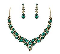 GMJGCIRVC Ensemble de bijoux pour femme avec collier et boucles d'oreilles pendantes en forme de larme en cristal pour mariage