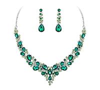 GMJGCIRVC Ensemble de bijoux pour femme avec collier et boucles d'oreilles pendantes en forme de larme en cristal pour mariage