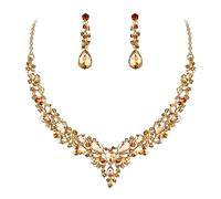 GMJGCIRVC Ensemble de bijoux pour femme avec collier et boucles d'oreilles pendantes en forme de larme en cristal pour mariage
