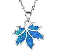 GMJGCIRVC Fashion feuilles colliers suspendus créés en érable feuille blanche bleu collier opale femmes cadeaux d'anniversaire pour la femme bijoux