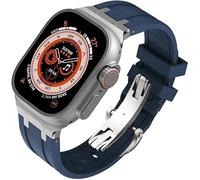 GMJGCIRVC Fluororubber Replacement Watch Strap Mod Kit，For 45mm 44mm Ultra 49mm Bands Women, Ap Mens Rubber Watch Straps Stainless Steel Butterfly Clasp for 41mm 40mm