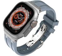 GMJGCIRVC Fluororubber Replacement Watch Strap Mod Kit，For 45mm 44mm Ultra 49mm Bands Women, Ap Mens Rubber Watch Straps Stainless Steel Butterfly Clasp for 41mm 40mm