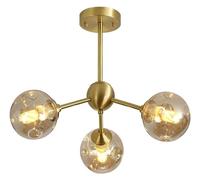 GMJGCIRVC Lustres 3-Light Flush Mount Plafond Light Mid Century Spoutnik Chandelier Brackshed Brass Pendant Lights Ascop