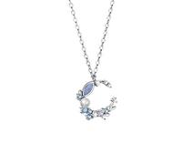 GMJGCIRVC Mariage Nacklaces Crystal Collier de couronne romantique Design vintage Collier de fleurs en argent sterling en argent sterling pour femmes bijoux