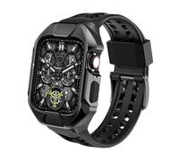 GMJGCIRVC Metal Watch Case Rubber Watch Strap，For 44mm 45mm 9 8 7 6 5 4 SE Series Watch Upgrade Replacement Silicone Watch Band Metal Protective Case