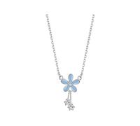 GMJGCIRVC necklace For Trendy 2025 Grey Blue Daisy Flower Female Light Luxury Design Sense Tassel Flash Zircon Clavicle Chain Collar Es Jewelry Accessories Creative Gift