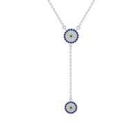 GMJGCIRVC Nouveau 2025 100% 925 collier en argent Sterling femmes chance pendentif rond colliers bleu Zircon Long lien bijoux de mode avec pour vous accessoires de mode cadeau créatif