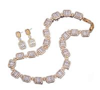 GMJGCIRVC Parure de bijoux de mariée avec collier en oxyde de zirconium blanc pour femme
