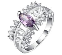 GMJGCIRVC Rings Engagement Women,Marquise with Heart Cubic Zirconia Purple Woman Ring Rings for Wedding Women Ring Size L 1/2-T 1/2