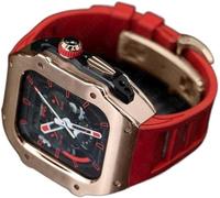 GMJGCIRVC RM Style Stainless Steel Watch Case+Rubber Watch Band Mod Kit，For Ultra 8 7 6 5 4 SE 49mm 45mm 44mm，Men Rubber Watch Strap Watch Modification Kit