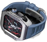 GMJGCIRVC RM Style Stainless Steel Watch Case+Rubber Watch Band Mod Kit，For Ultra 8 7 6 5 4 SE 49mm 45mm 44mm，Men Rubber Watch Strap Watch Modification Kit