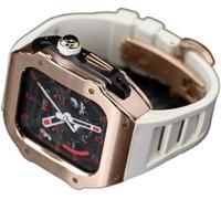 GMJGCIRVC RM Style Stainless Steel Watch Case+Rubber Watch Band Mod Kit，For Ultra 8 7 6 5 4 SE 49mm 45mm 44mm，Men Rubber Watch Strap Watch Modification Kit