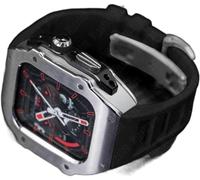 GMJGCIRVC RM Style Stainless Steel Watch Case+Rubber Watch Band Mod Kit，For Ultra 8 7 6 5 4 SE 49mm 45mm 44mm，Men Rubber Watch Strap Watch Modification Kit