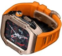 GMJGCIRVC RM Style Stainless Steel Watch Case+Rubber Watch Band Mod Kit，For Ultra 8 7 6 5 4 SE 49mm 45mm 44mm，Men Rubber Watch Strap Watch Modification Kit