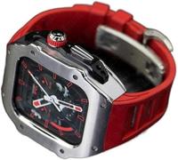 GMJGCIRVC RM Style Stainless Steel Watch Case+Rubber Watch Band Mod Kit，For Ultra 8 7 6 5 4 SE 49mm 45mm 44mm，Men Rubber Watch Strap Watch Modification Kit