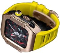 GMJGCIRVC RM Style Stainless Steel Watch Case+Rubber Watch Band Mod Kit，For Ultra 8 7 6 5 4 SE 49mm 45mm 44mm，Men Rubber Watch Strap Watch Modification Kit