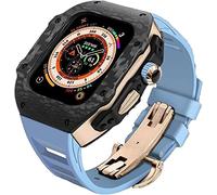 GMJGCIRVC Upgrade Carbon Fiber Bumper Case With Rubber Strap，For Ultra 49mm,modified Fluororubber Band With Metal Buckle，For IWatch 8 7 6 5 4 SE 45mm 44mm Accessories