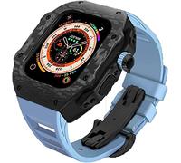 GMJGCIRVC Upgrade Carbon Fiber Bumper Case With Rubber Strap，For Ultra 49mm,modified Fluororubber Band With Metal Buckle，For IWatch 8 7 6 5 4 SE 45mm 44mm Accessories