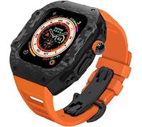 GMJGCIRVC Upgrade Carbon Fiber Bumper Case With Rubber Strap，For Ultra 49mm,modified Fluororubber Band With Metal Buckle，For IWatch 8 7 6 5 4 SE 45mm 44mm Accessories