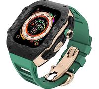 GMJGCIRVC Upgrade Carbon Fiber Bumper Case With Rubber Strap，For Ultra 49mm,modified Fluororubber Band With Metal Buckle，For IWatch 8 7 6 5 4 SE 45mm 44mm Accessories