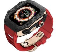 GMJGCIRVC Upgrade Carbon Fiber Bumper Case With Rubber Strap，For Ultra 49mm,modified Fluororubber Band With Metal Buckle，For IWatch 8 7 6 5 4 SE 45mm 44mm Accessories