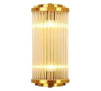 GMJGCIRVC Wall Lamp Crystal Gold Wall Light Rotatable Double Light Glass Rod Shades Wall Sconce E14 Indoor Decor Compatible with Bedroom Living Bathroom Entryway Balcony Mirror Head Lighting,Pend
