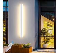 GMJGCIRVC White Outdoor Garden Wall Light with Remote Control Dimmable Wall Lamp LED Outside Indoor Long Strips Wall Sconce IP65 Waterproof Adjustable Wall Lighting Porch Balcony Patio 100cm 54W
