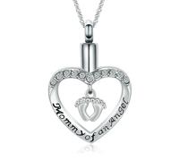 GMLRTOSPT Bijoux de Cendres de crémation, Empreinte dans Un cœur, Collier d’urne pour Cendres humaines, Pendentif commémoratif de Maman d’Un Ange, Cadeau - écharde