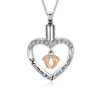 GMLRTOSPT Bijoux de Cendres de crémation, Empreinte dans Une urne en cœur, Collier pour Cendres humaines, Pendentif commémoratif de la Maman d’Un Ange, Cadeau - Or Rose