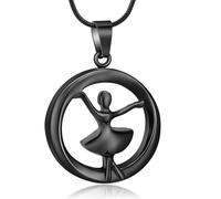 GMLRTOSPT Bijoux de crémation d’Anges pour Cendres pour Femmes pour Hommes, Collier d’urne en Acier Inoxydable pour Cendres Pendentif commémoratif - Noir
