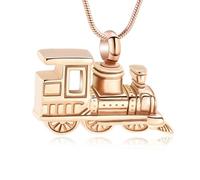 GMLRTOSPT Bijoux de crémation pour Cendres Petit Pendentif en Forme de Train Collier d’urne pour Chat Humain - Or Rose