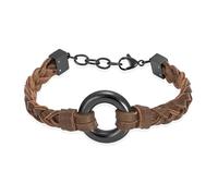 GMLRTOSPT Bracelet commémoratif en Cuir Marron avec urne funéraire Cercle de Vie pour Cendres - Noir